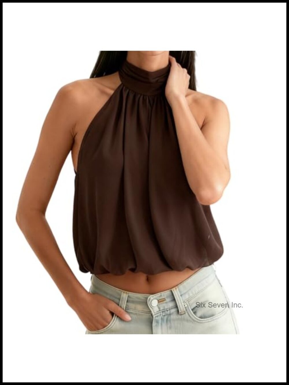 Y2K Backless Halter Crop Top Ruffle Peplum Sleeveless Cami